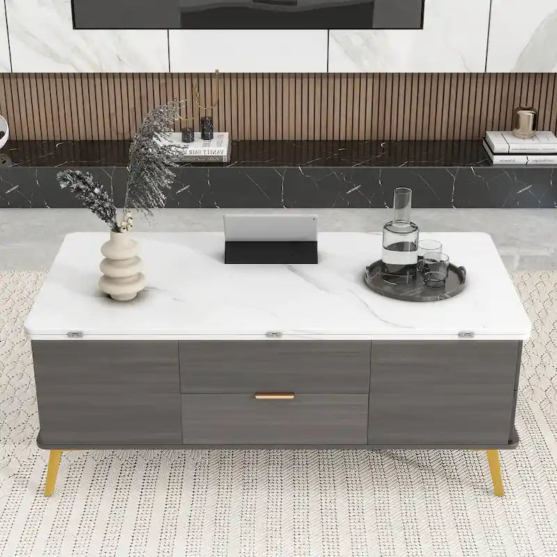 Table basse relevable multifonctionnelle avec tiroirs