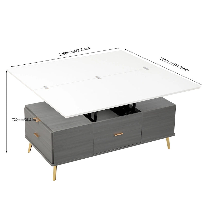 Table basse relevable multifonctionnelle avec tiroirs