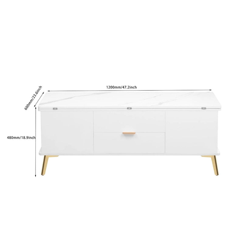 Table basse relevable multifonctionnelle avec tiroirs