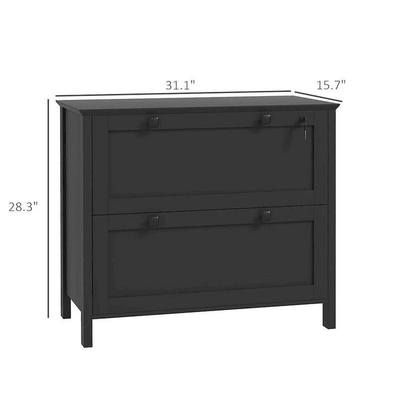Classeur latéral à 2 tiroirs pour bureau à domicile, avec serrure, barre de suspension réglable pour documents format lettre et A4