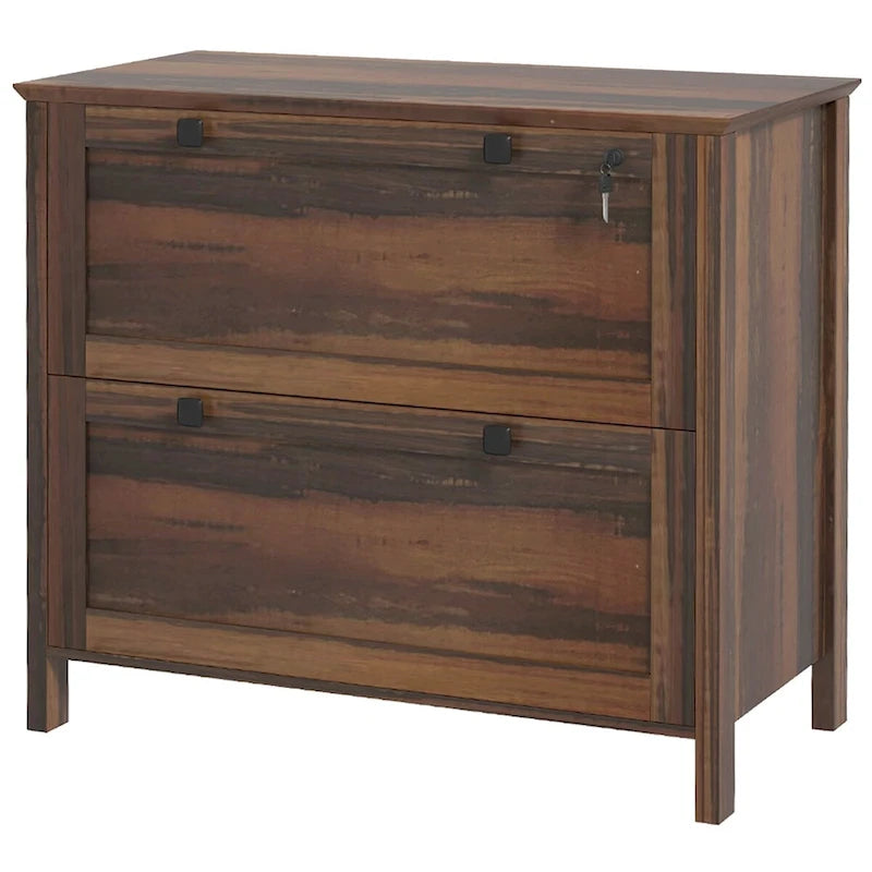 Classeur latéral à 2 tiroirs pour bureau à domicile, avec serrure, barre de suspension réglable pour documents format lettre et A4