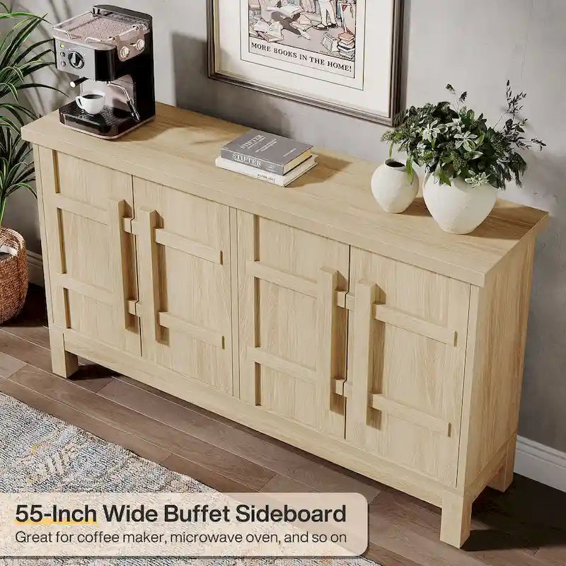 Buffet de ferme en bois de 55 pouces avec rangement