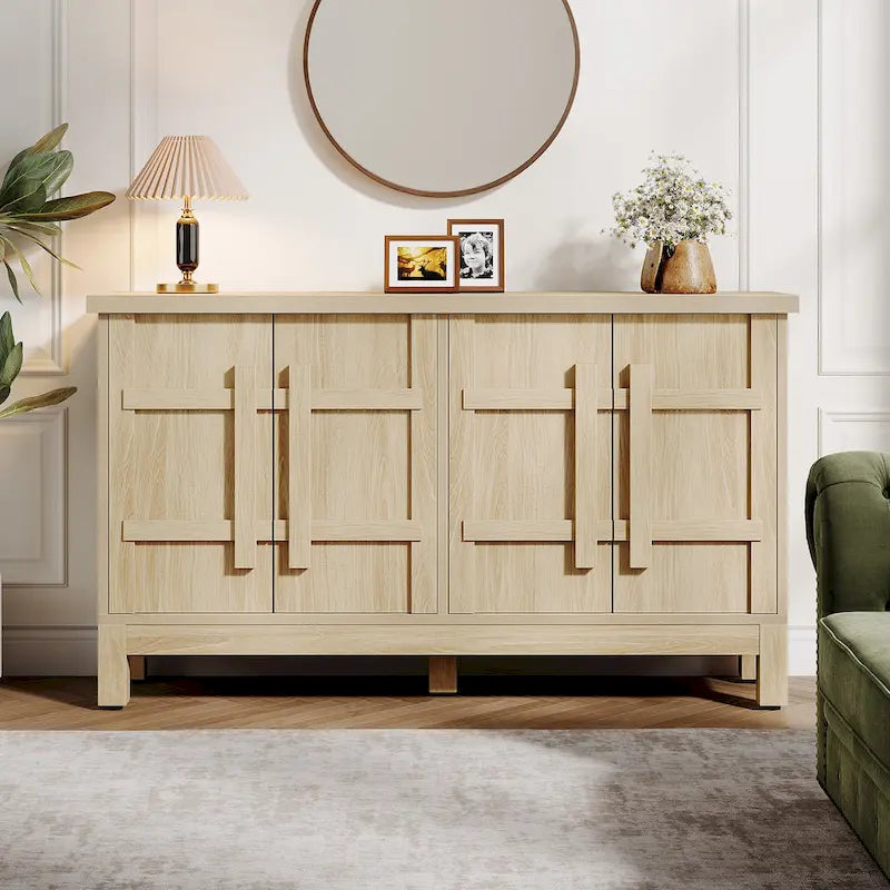 Buffet de ferme en bois de 55 pouces avec rangement