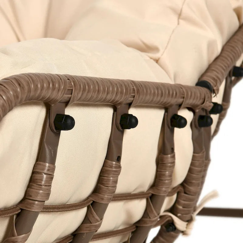Fauteuil à bascule d'extérieur en forme de panier, surdimensionné, avec coussin pour patio.